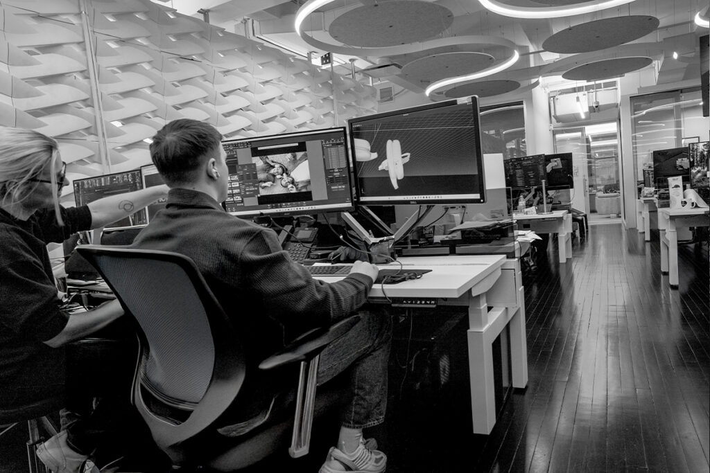 Staff member working in design studio