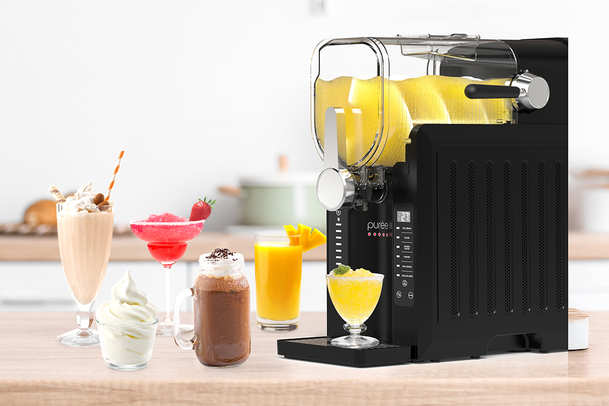 Smoothies and cocktails made using Purée slushy machine