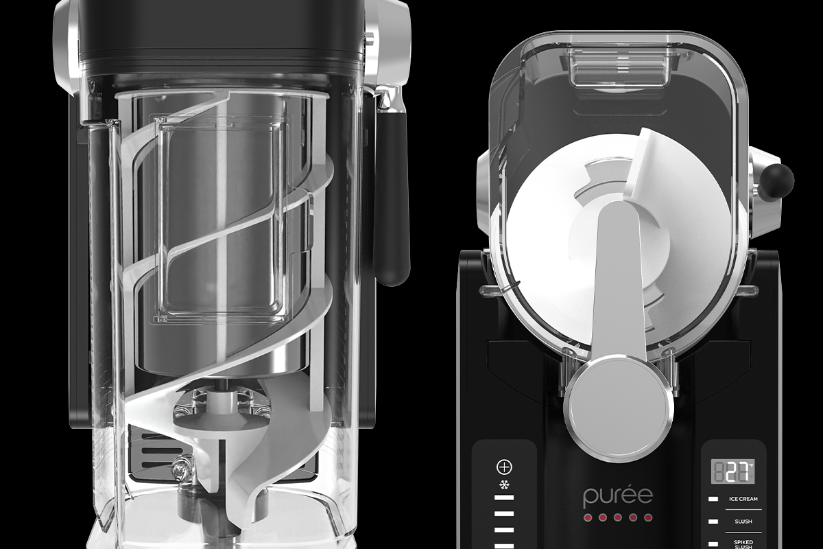 Purée slushy machine on dark background