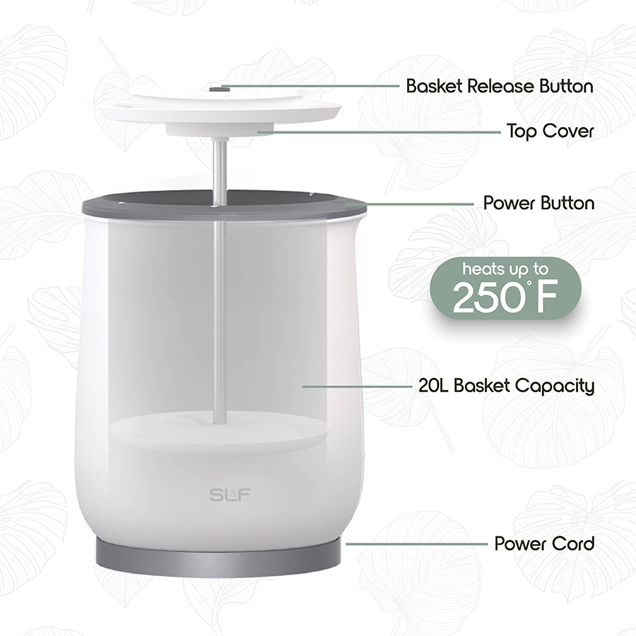 Studio shot of the white SLF Everyday Towel Warmer on a clean white background.