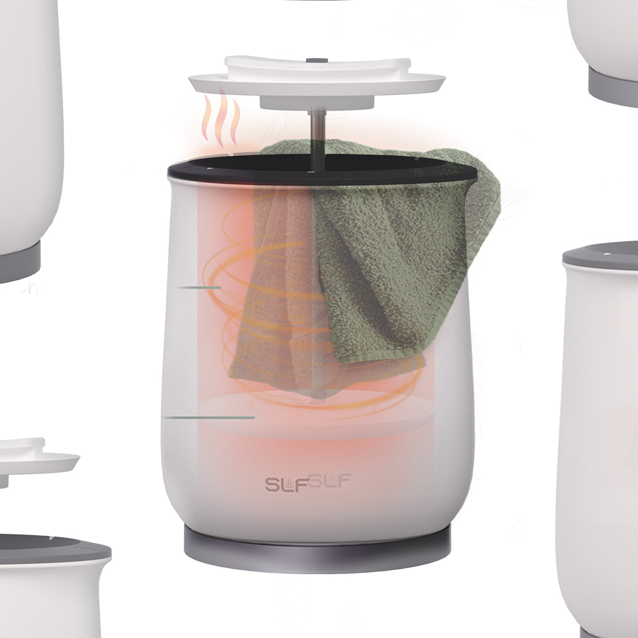 SLF towel warmer in bathroom being used to warm towels